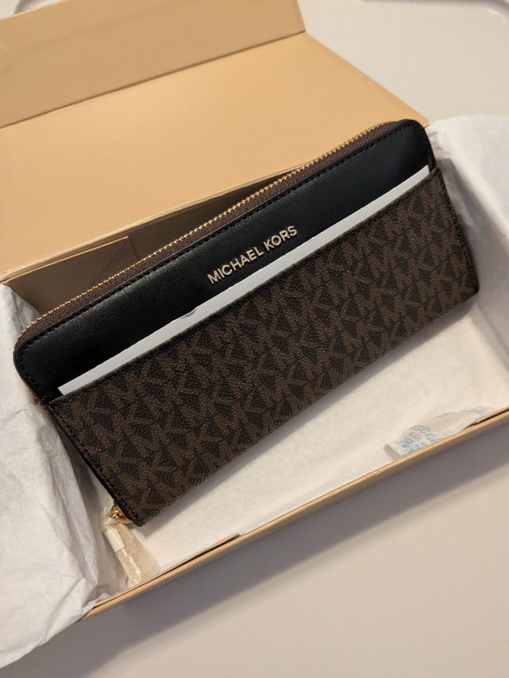 Michael Kors Jet Set Brown Black Continental Wallet NWT Box 32S7GM9E9B